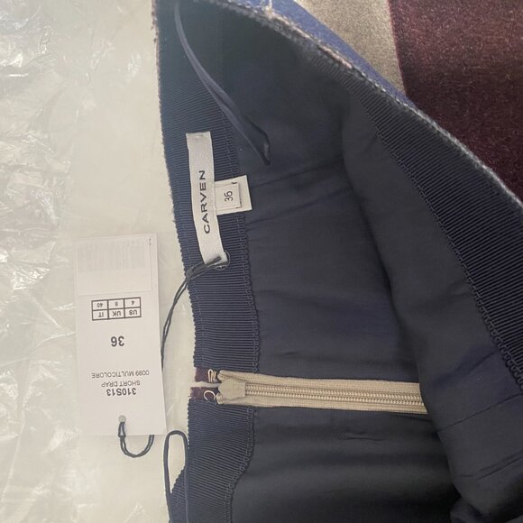NWT CARVEN Color Block Striped Wool Blend Shorts Size FR 36 US 4 S MSRP $460 - Picture 8 of 9